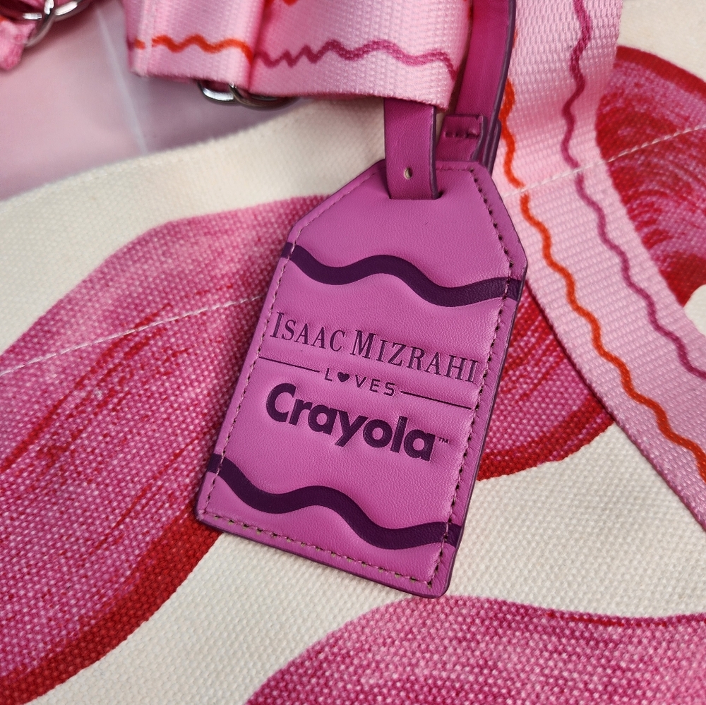 Isaac Mizrahi X Crayola Vibrant Pink and Orange Tote Bag - Picture 5 of 9